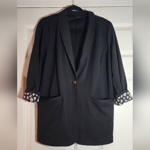 Iman Stretchy Black Women's Blazer with Patterned Cuffs Size L
